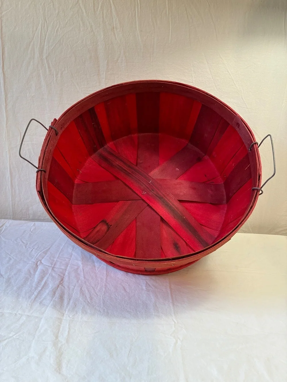 Vintage Red Wooden 1/2 Bushel Basket